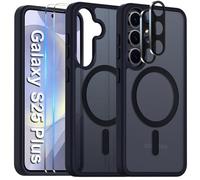 COPIKE Coque Magnétique pour Samsung Galaxy S25 Plus avec 2 Pièces Verre Trempé et 2 Caméra Protecteur, Étui Arrière Translucide Givrée Mince Antichoc Anti-Empreintes Digitales Housse, Noir Mat