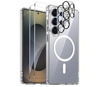 COPIKE Coque Magnétique pour Samsung Galaxy S25 Ultra avec 2 Verres Trempés et 2 Caméra Protecteur, Étui Aimantée MagSafe [Anti-Jaune et Antichoc] Anti-Rayures Dos PC et Bumper TPU, Transparente