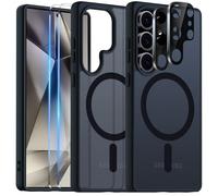 COPIKE Coque Magnétique pour Samsung Galaxy S25 Ultra et 2 Pièces Verre Trempé et 2 Caméra Protecteur, Étui Arrière Translucide Givrée Mince Antichoc Anti-Empreintes Digitales Housse, Noir Mat