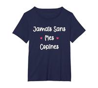 Copine Meilleures amies Fille jamais sans Mes copines T-Shirt, Femme Grandes Tailles, Bleu Marine, 3X