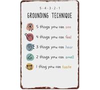 Coping Skill Metal Sign 54321 Grounding Method Calming Technique Aluminum Decor for Mental Health Therapist Gift Anxiety Panic Attack 8 X 12 inch