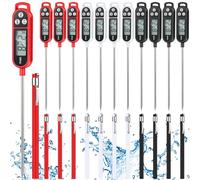 Copkim Lot de 12 thermomètres à viande avec sonde, eau, liquide, lecture instantanée, fournitures de cuisine pour la cuisine, le barbecue, le lait, le yaourt (noir, blanc, rouge)