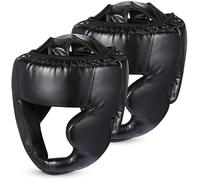 Copkim Lot de 2 casques de boxe, MMA, entraînement, sparring, Muay Thai, casque de taekwondo réglable, protection de la tête pour les stagiaires de kickboxing, jeunes adultes hommes (noir)