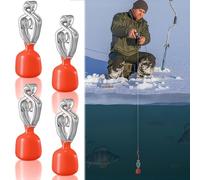 Copkim Lot de 4 détecteurs de profondeur portables à clipser pour la pêche sur glace pour océans, lacs, rivières ou eaux côtières (orange, clip à ressort)