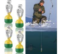 Copkim Lot de 4 détecteurs de profondeur portables pour pêche sur glace - Instruments de jauge profonde pour océans, lacs, rivières ou eaux côtières (jaune vert, pince à ressort)