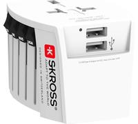 COPO-1.302960 Muv Usb (2Xa) Adaptateur De Voyage Universel À 2 Broches-2 Prises De Charge Usb. Tension Et Puissance : 100V ¿ 250W / 250V ¿ 625W. Protection Contre Les Chocs Électriques