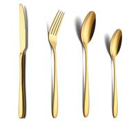 COPOTIO Couverts de table doré 6 personnes, Set de couvert acier inox 24 pièces, avec cuillère couteau fourchette