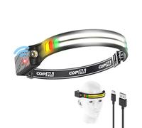 COPPA Lampe Fontale, H4C Headlamp LED Rechargeable 1 Pack Lumière Blanc & Jaune & Rouge & Vert Avec Capteur de Mouvement Torche Fontale Super Lumineux Pour Camping Pêche Randonnée Escalade Jogging