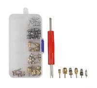 Copper AC Valve Cores 100pcs with Remover Tools | 102-piece set, 100 copper cores, 2 remover tools, fixes leaks, pour r12 R134a compatible