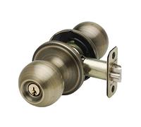 Copper Creek BK2040AB Bouton de porte boule avec fonction d'entrée à clé, en laiton antique