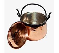 Copper Garden Bouilloire cuivre 20 l avec anse et couvercle - Chaudière sorcière I Chaudière robuste cuivre étamé : conduction thermique idéale I Chaudière feu alimentaire goulach/vin chaud, etc.