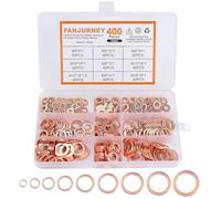 Copper Gasket Washers, Sealing Gasket Flat Ring, Copper Flat Washers, Crush Bolt Washer Kit, 400 Pieces Oil Drain Plug, M5-M12 Washer Set, Crush Washer Kit in 9 Sizes for Automotive, Oil Pan Plugs
