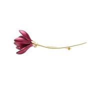 Copper Hot Pink Magnolia Flower Lotus Enamel Brooches Top Women Bouquet Wedding Brooch Pins(Rose pink)