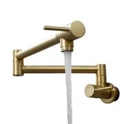 Copper Kettle Faucet Wall-mounted Folding Kitchen Faucet Single-cold Sink Faucet Rotating Folding Nozzle(Brushed Gold A)