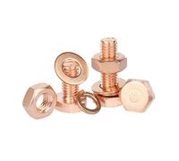 Copper M6 External Hex Head Bolts and Nuts Kit with Flat and Spring Washers, 2/4 Sets, Hexagon Screws(M6x8 (4 sets))