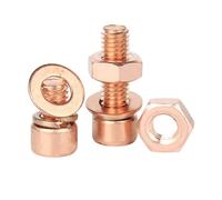 Copper M6 Hex Socket Head Cap Screws and Nuts Kit with Flat and Spring Washers, 2/4 Sets, Pure Allen Bolts(M6x40 [2 sets])