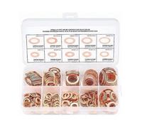 Copper Metal Washers, Gaskets Sealing Ring, Flat Washers, O-Ring with Box for Sealing - 200 Pcs/M5 M6 M8 M10 M12 M14