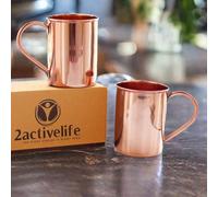 Copper Mules Moscow Mule Lot de 2 tasses en cuivre pur 100 % pur et épais - Finition lisse - Cuivre facile d'entretien à l'intérieur - Robuste et authentique - Peut contenir 473,6 g