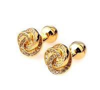 Copper Plating Cufflinks Cuff Links Wedding Prom Party Gold Color Diamante Tie Clips Jewelry Garment Accessories