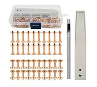 Copper Rivets Burrs Kit Brass Studs with Setters Proof DIY Leather Craft Tool for Clothing Bag Belt Making 40 Sets 10x3.3mm Rivets with Nuts Spacers Hole Punch Installation Tool (Style C)