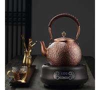 Copper Tea Kettle, 1500 ml de bouilloire en cuivre rouge avec poignée non glissante, théière en cuivre vintage martelée avec trous filtrants, bouilloire à thé, bouilloires de thé, bouilloire en cuivr