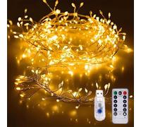 Copper Wire Firecracker Light String, Led Cluster Fairy Lights With Remote Control, Holiday Decoration Copper Wire Atmosphere Lights, for Bedroom, DIY, Party, Christmas Tree, Garden (Warm,6M)