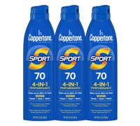 Coppertone SPORT Lot de 3 sprays pour écran solaire SPF 70, résistant à l'eau, SPF 70, lot de 3 sprays