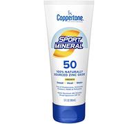 Coppertone Sport Sunscreen Lotion SPF 50, écran solaire minéral à l'oxyde de zinc, écran solaire pour le corps résistant à l'eau SPF 50, tube de 5 ml