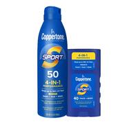 Coppertone Spray solaire sport SPF 50 + bâton de crème solaire pour le visage SPF 40, écran solaire résistant à l'eau, écran solaire à large spectre SPF 50 et crème solaire pour le visage (spray de