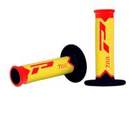 Coppia De Poignées Moto Cross TD Rouge Jaune Noir