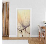 COPPIA - Stickers de Porte Plante Fleur de Pissenlit Beige Nature - Papier Peint Nature - Autocollant Adhésif - Poster - 83 X 205 cm -Décoration Chambre Bureau Salon Couloir - Fabrication française
