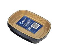 Coppice Barquettes Aluminium Renforcées Noires et Dorées 26,5x20x4,5 cm - Lot de 10 | Barquettes Jetables Élégantes pour Cuisson Rôtissage BBQ Grillage Service Four Micro-ondes Recyclables