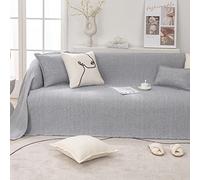 Copridivano Multifonctions Coperta in Lino pour Divano Poltrona Letto Protezione e Decorazione Asciugamano Esterno Fodera Grigia 180 x 180 cm