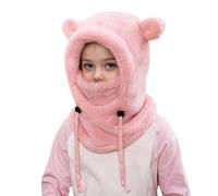 Coprifaccia Invernale Bambini 31x35,5 Cm Berretto A Maglia Antivento Con Scaldacollo Cappello Regolabile Copertura Completa In Pile Morbido Per Sci Snowboard Corsa Campeggio Ciclismo Escursioni, Pink
