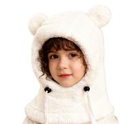 Coprifaccia Invernale Bambini 31x35,5 Cm Berretto A Maglia Antivento Con Scaldacollo Cappello Regolabile Copertura Completa In Pile Morbido Per Sci Snowboard Corsa Campeggio Ciclismo Escursioni, White