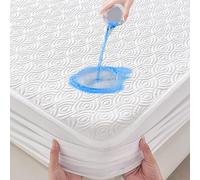 Coprimaterasso una Piazza e Mezza 90x200, Topper Matrimoniale in Materiale Silenzioso, Impermeabile E Traspirante Topper Singolo, sur-Matelas (Blanc, 90 x 200 x 30 cm)