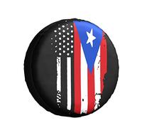Copriruota Di Scorta American Puerto Rico Flag Couvre-Pneus Anti Neige Couverture De Pneu Imperméable Housse Roue Secours pour Voiture Remorque Camion 16inch