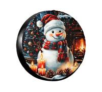 Copriruota Di Scorta Christmas Fireplace Snowman Couverture De Pneu Premium Housse Roue Secours Durable Couvre-Pneus pour Remorque Voiture SUV 14inch