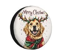 Copriruota Di Scorta Christmas Golden Retriever Dog Christmas New Year Couvre-Roue De Secours Anti Neige Couvre-Pneus Imperméable Housse Roue Secours pour Voiture Remorque SUV 14inch