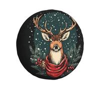 Copriruota Di Scorta Christmas Reindeer New Year Couvre-Roue De Secours Anti Neige Couverture De Pneu Imperméable Housse Roue Secours pour SUV Camion Remorque 14inch