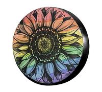 Copriruota Di Scorta Colorful Sunflower Rainbow Housse Roue Secours Premium Couvre-Roue De Secours Anti Neige Couverture De Pneu pour SUV Remorque Voiture 14inch