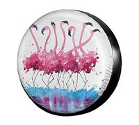 Copriruota Di Scorta Pink Flamingos Watercolor Painting Housse Roue Secours Durable Couverture De Pneu Imperméable Couvre-Pneus pour Voiture Remorque SUV 14inch