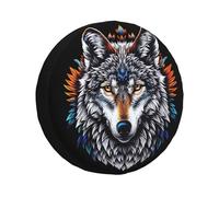 Copriruota Di Scorta Wolf Wolf Couverture De Pneu Premium Housse Roue Secours Imperméable Couvre-Pneus pour SUV Camion Remorque 16inch