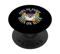 Cops sur Patrol Santa sur Sleigh Santa Police Christmas PopSockets PopGrip Adhésif