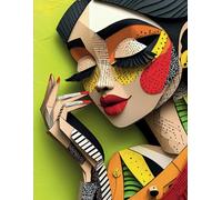 Copybook Graph Paper Notebook: A Woman in Green, 100 pages: Pop-Art Cover, Quad Ruled Graph Paper Composition, size 8.5 x 11 inch Notebook, for Students, 100 pages for math, sketching