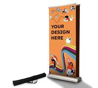 Copykrea - Roll up personnalisé double face | Présentoir publicitaire rétractable avec impression incluse des deux côtés de 100 x 200 cm | Structure argentée + étui de transport