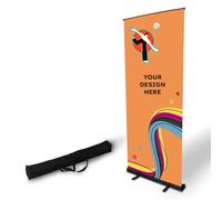 Copykrea - Roll up personnalisé | Présentoir publicitaire enroulable avec impression incluse de 120 x 200 cm | Vinyle en polypropylène opaque avec structure noire + étui de transport