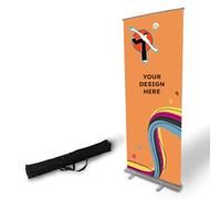 Copykrea - Roll up personnalisé | Présentoir publicitaire enroulable avec impression incluse de 85 x 200 cm | Vinyle en polypropylène opaque avec structure argentée + étui de transport