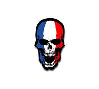 Copytec #A1498 Sticker autocollant aux couleurs du drapeau français Motif tête de mort Pour VW Golf Polo GTI BMW Série 3 Mercedes Audi Opel Ford 7 x 4 cm