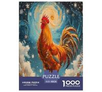 Coq à la Ferme au Lever du Soleil Adultes Puzzles Animal 1000 Pièces Jeu De Défi Familial Jeux Éducatifs Décoration Intérieure Cadeaux d'anniversaire pour Noël Tueur Ennuyeux 38x26cm/1000pcs